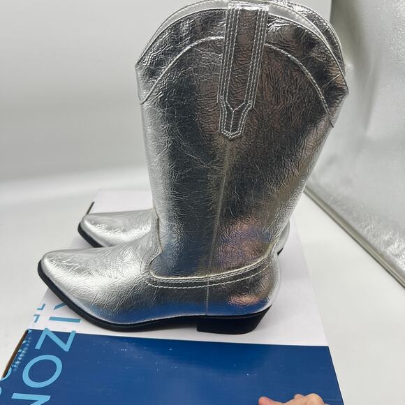 Arizona Jean Co Womens Western Heel Booties Maybrook Silver Boots Size 6.5M - Picture 6 of 12
